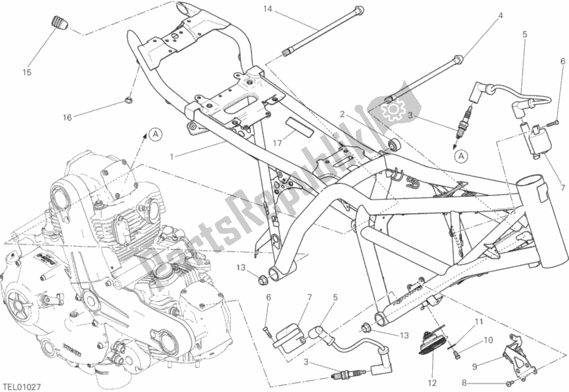 All parts for the Frame of the Ducati Scrambler Mach 2. 0 Thailand USA 803 2018